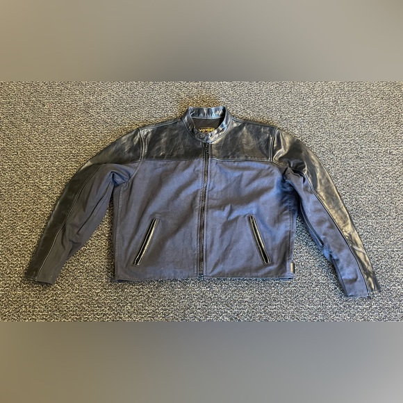 men's vanson leather motorcycle jacket Size XL Blue